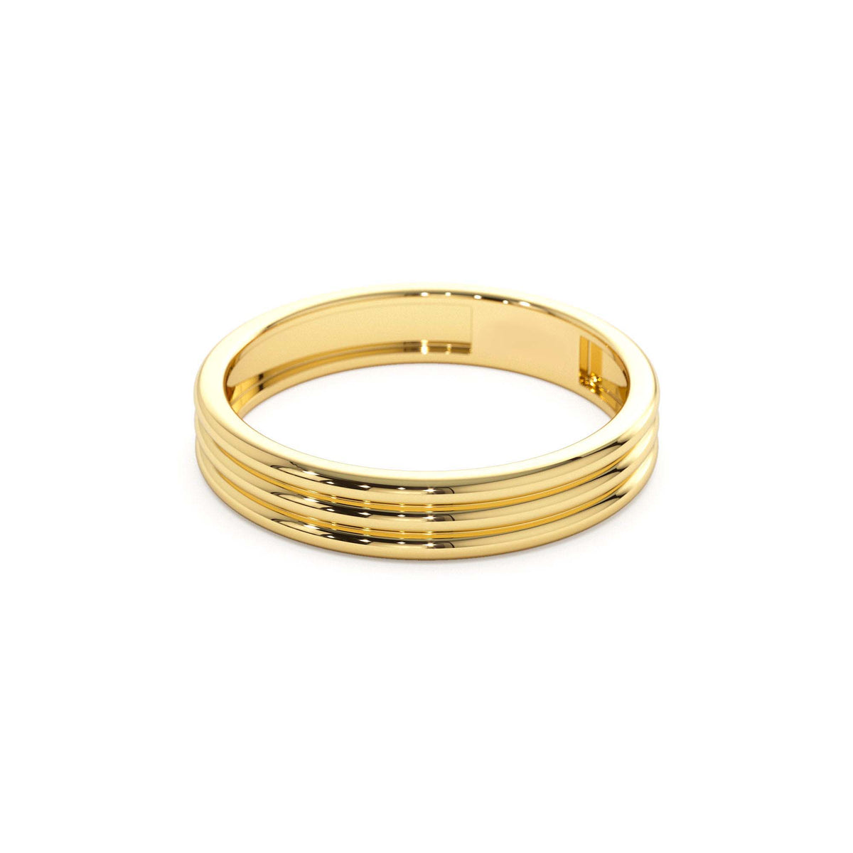 3.5MM Multi Lined Gold Wedding Ring in 14K Gold — view 2