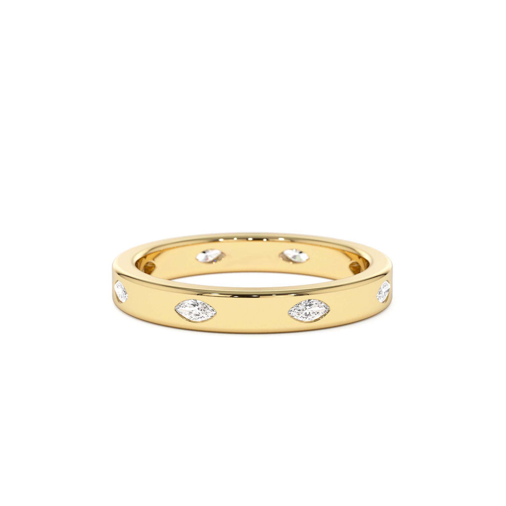 Marquise Shaped Full Eternity Flush Setting Diamond Band in 14K Gold — view 1