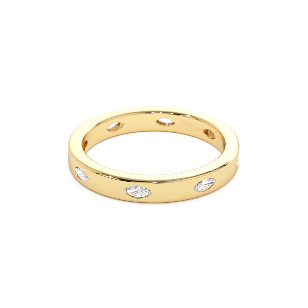 Marquise Shaped Full Eternity Flush Setting Diamond Band in 14K Gold — view 2