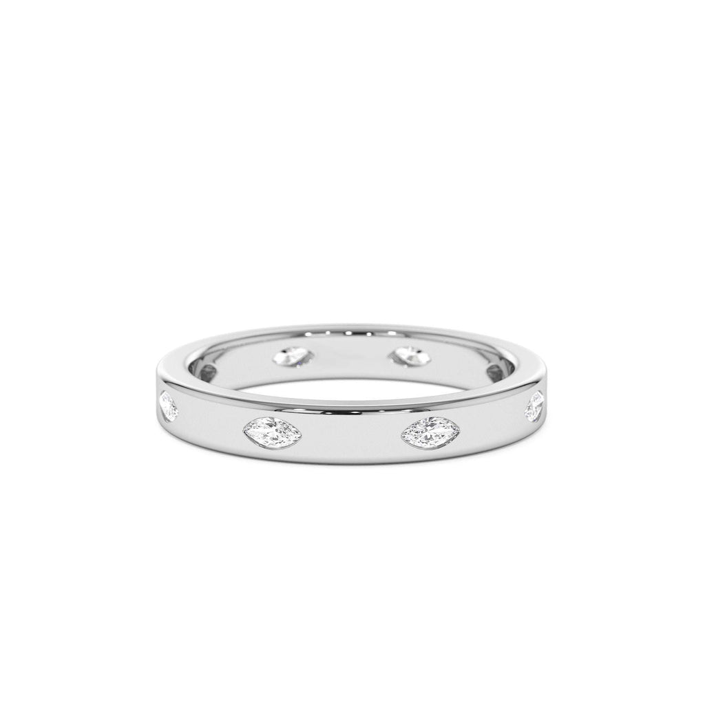 Marquise Shaped Full Eternity Flush Setting Diamond Band in 14K Gold — view 4