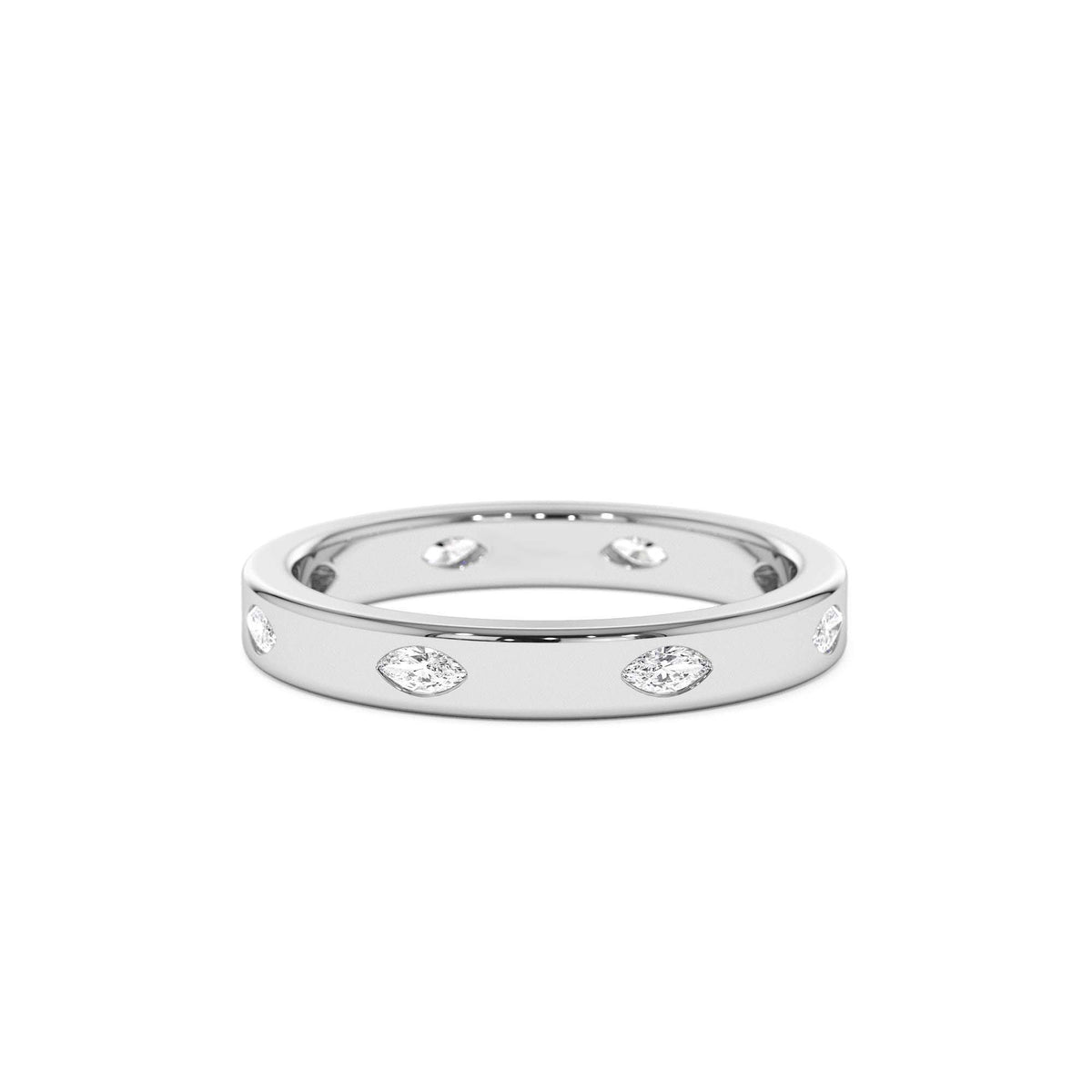 Marquise Shaped Full Eternity Flush Setting Diamond Band in 14K Gold — view 4