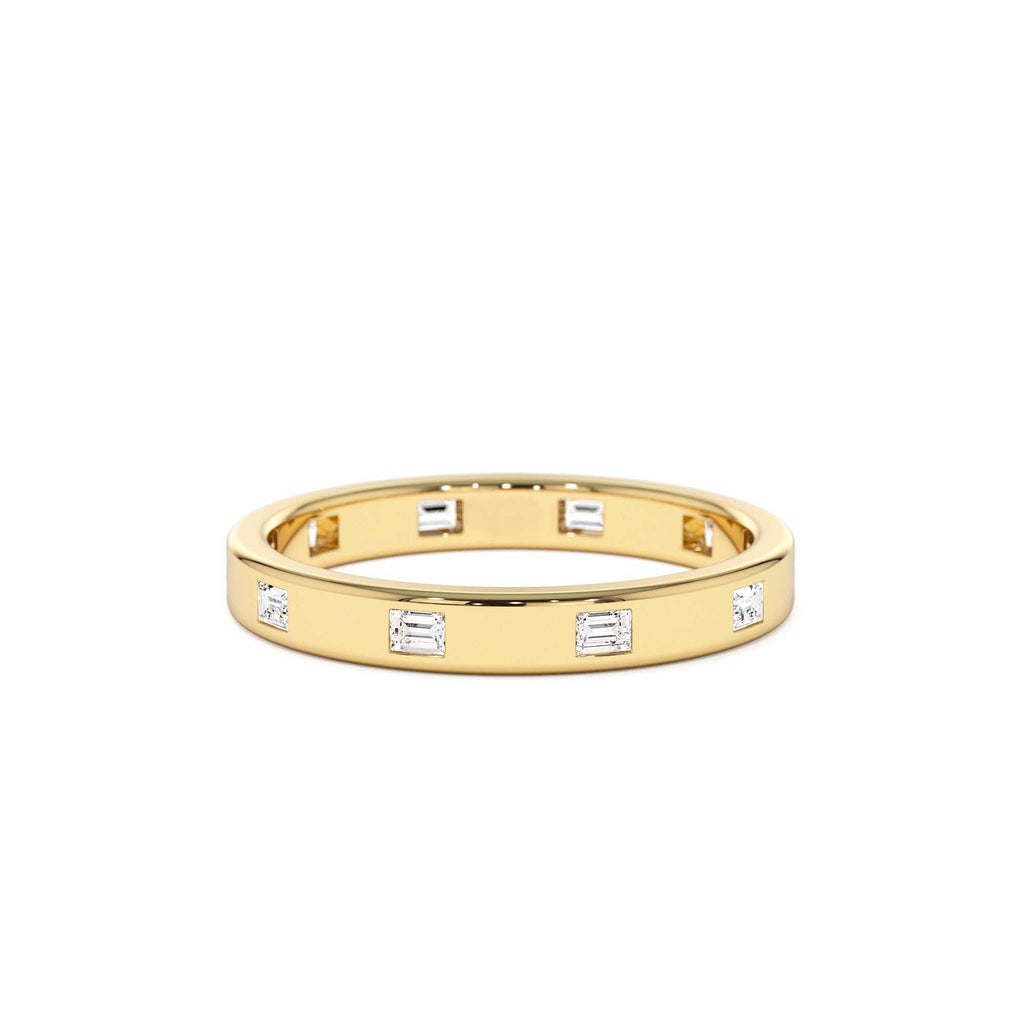 Full Eternity Flush Setting Baguette Diamond Band in 14K Gold — view 1