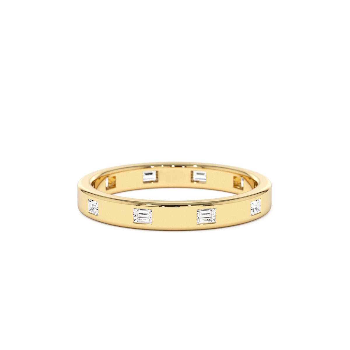 Full Eternity Flush Setting Baguette Diamond Band in 14K Gold — view 1