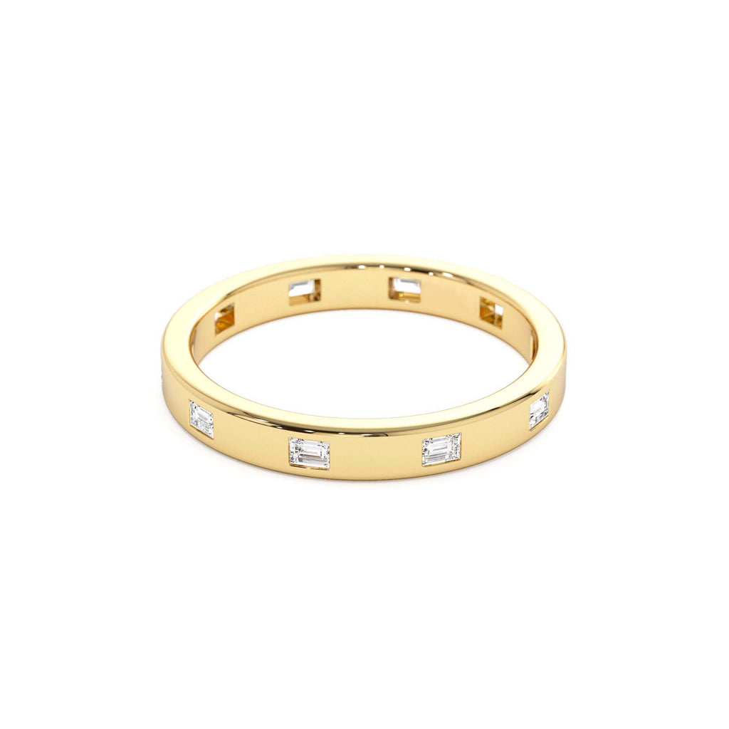 Full Eternity Flush Setting Baguette Diamond Band in 14K Gold — view 2