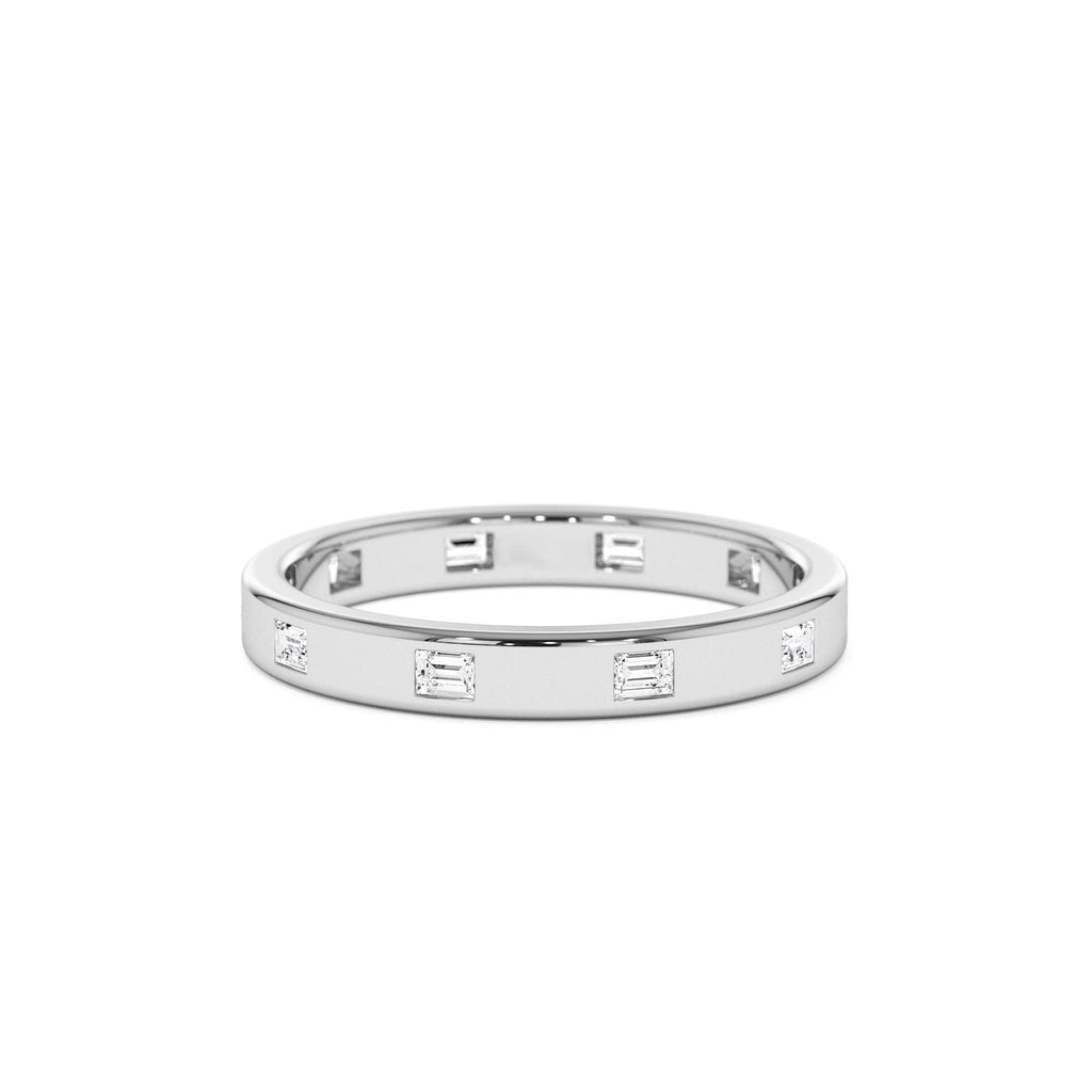 Full Eternity Flush Setting Baguette Diamond Band in 14K Gold — view 4