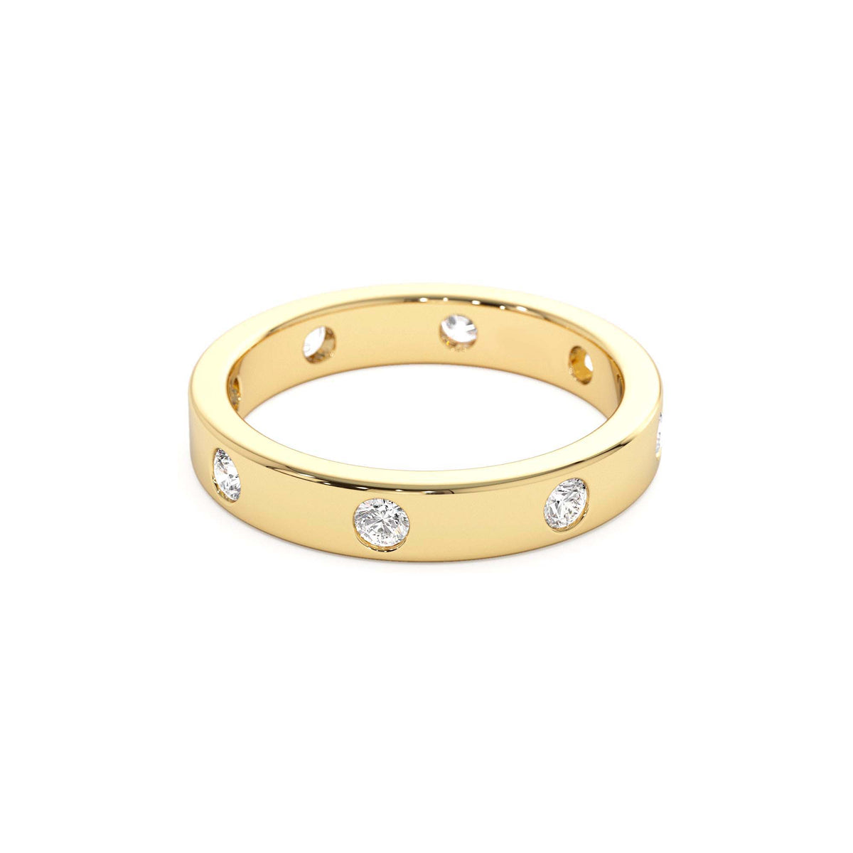 Full Eternity Flush Setting Round Diamond Band in 14K Gold — view 2