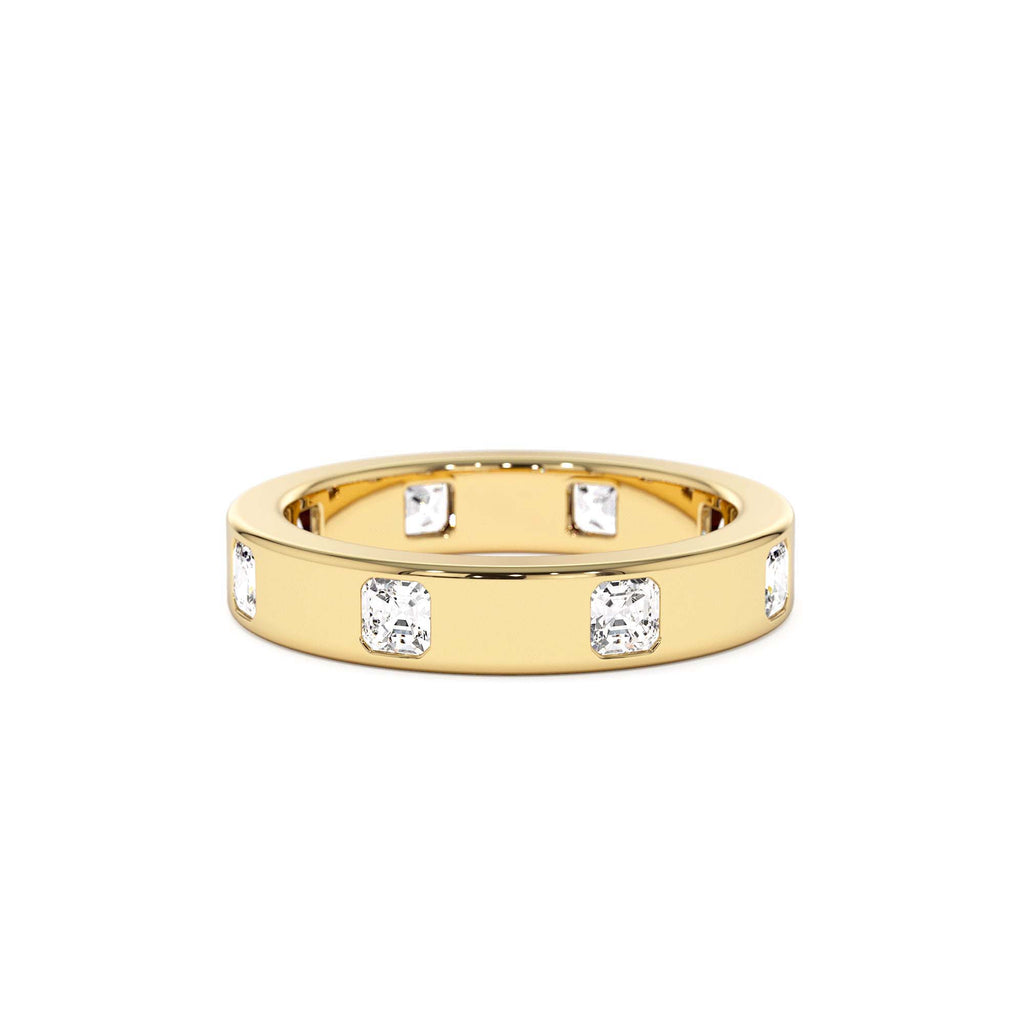 Asscher Cut Full Eternity Flush Setting Diamond Band in 14K Gold — view 1