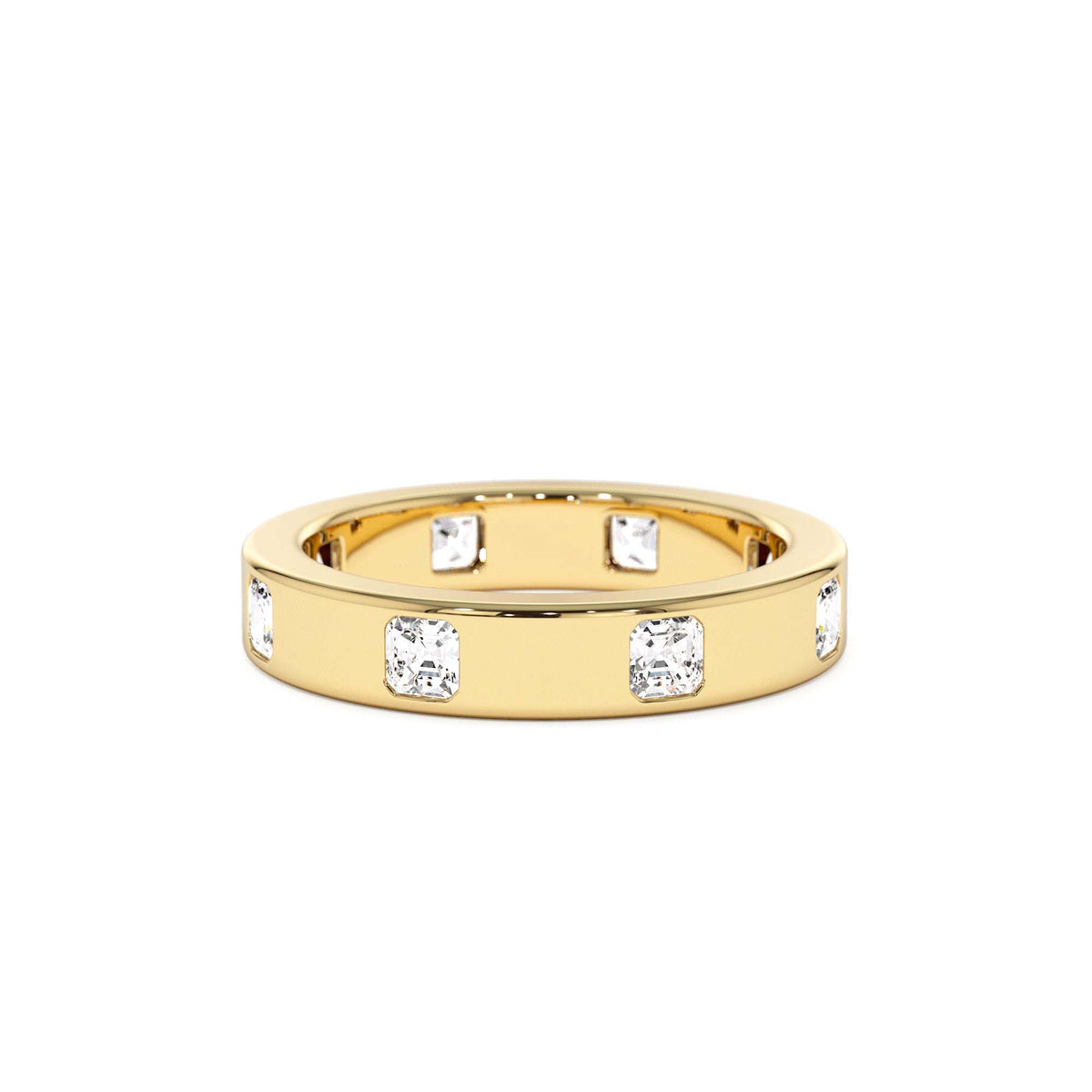 Asscher Cut Full Eternity Flush Setting Diamond Band in 14K Gold — view 1