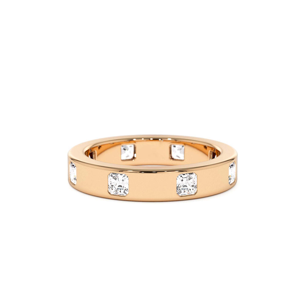 Asscher Cut Full Eternity Flush Setting Diamond Band in 14K Gold — view 5