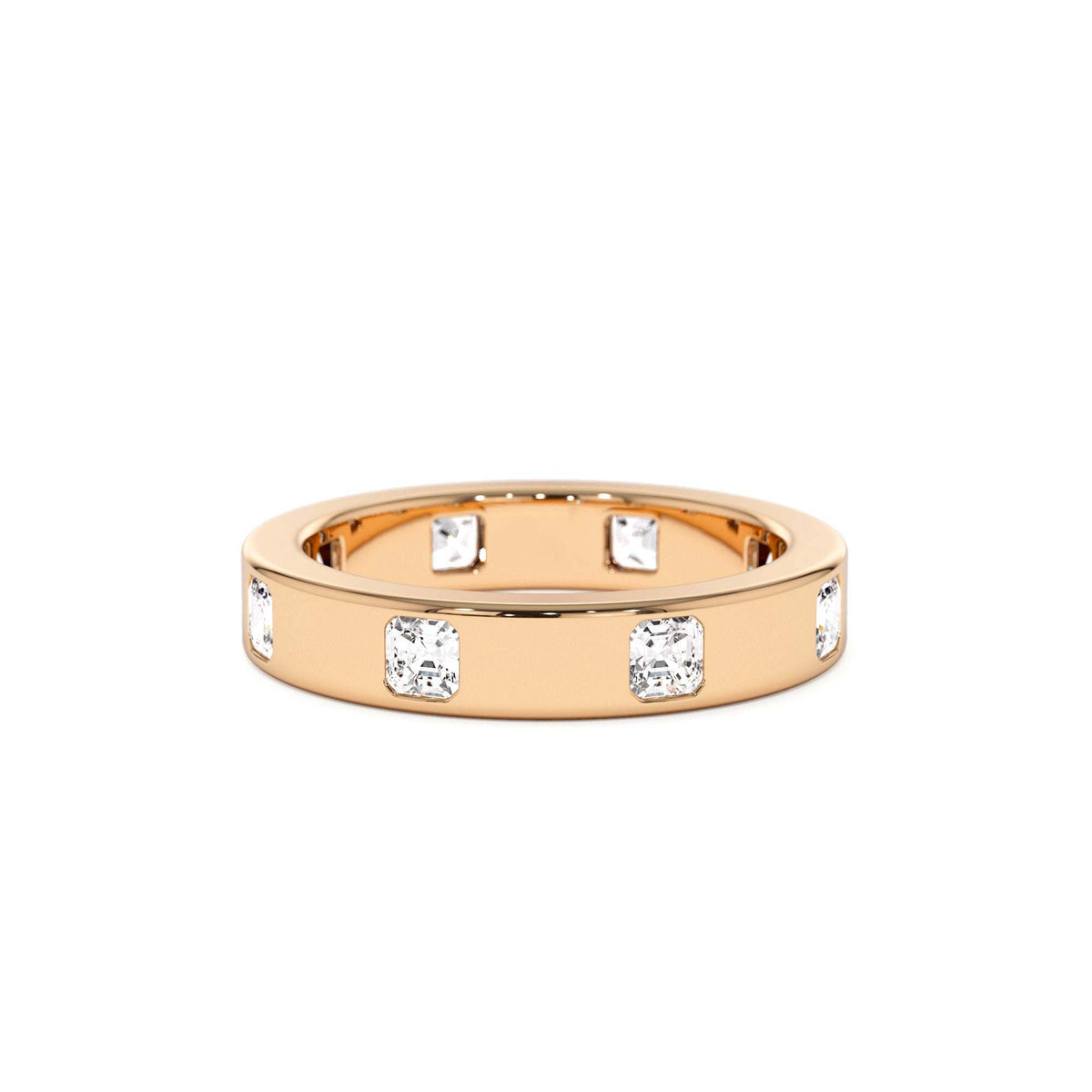 Asscher Cut Full Eternity Flush Setting Diamond Band in 14K Gold — view 5