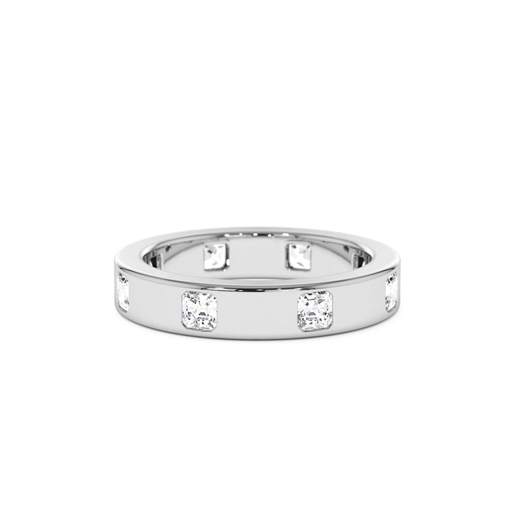 Asscher Cut Full Eternity Flush Setting Diamond Band in 14K Gold — view 4