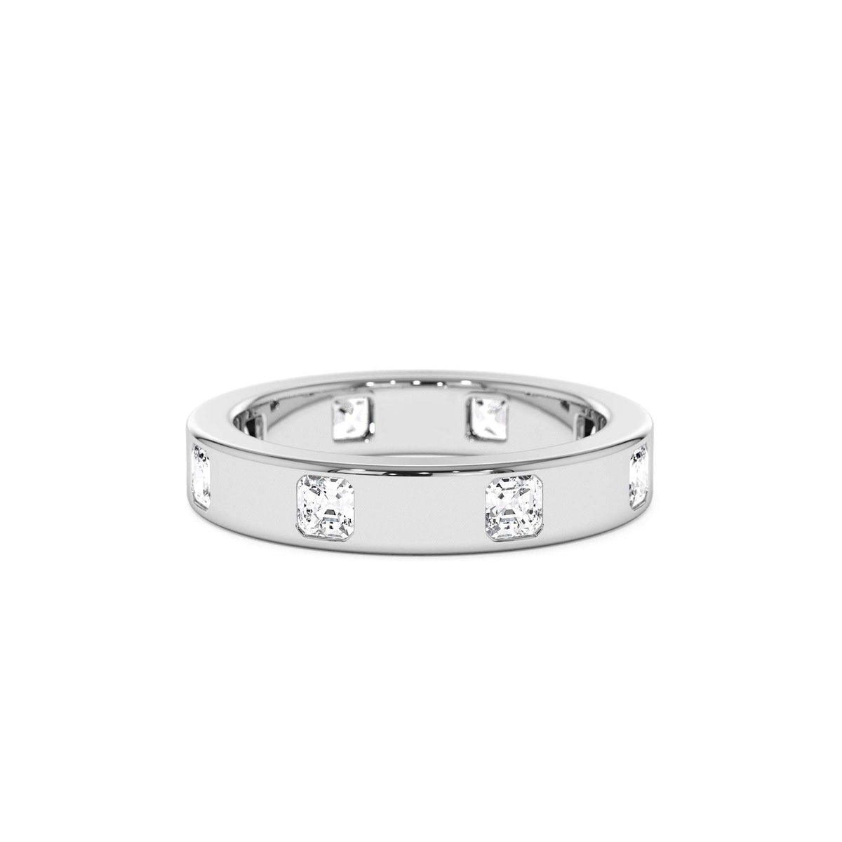Asscher Cut Full Eternity Flush Setting Diamond Band in 14K Gold — view 4