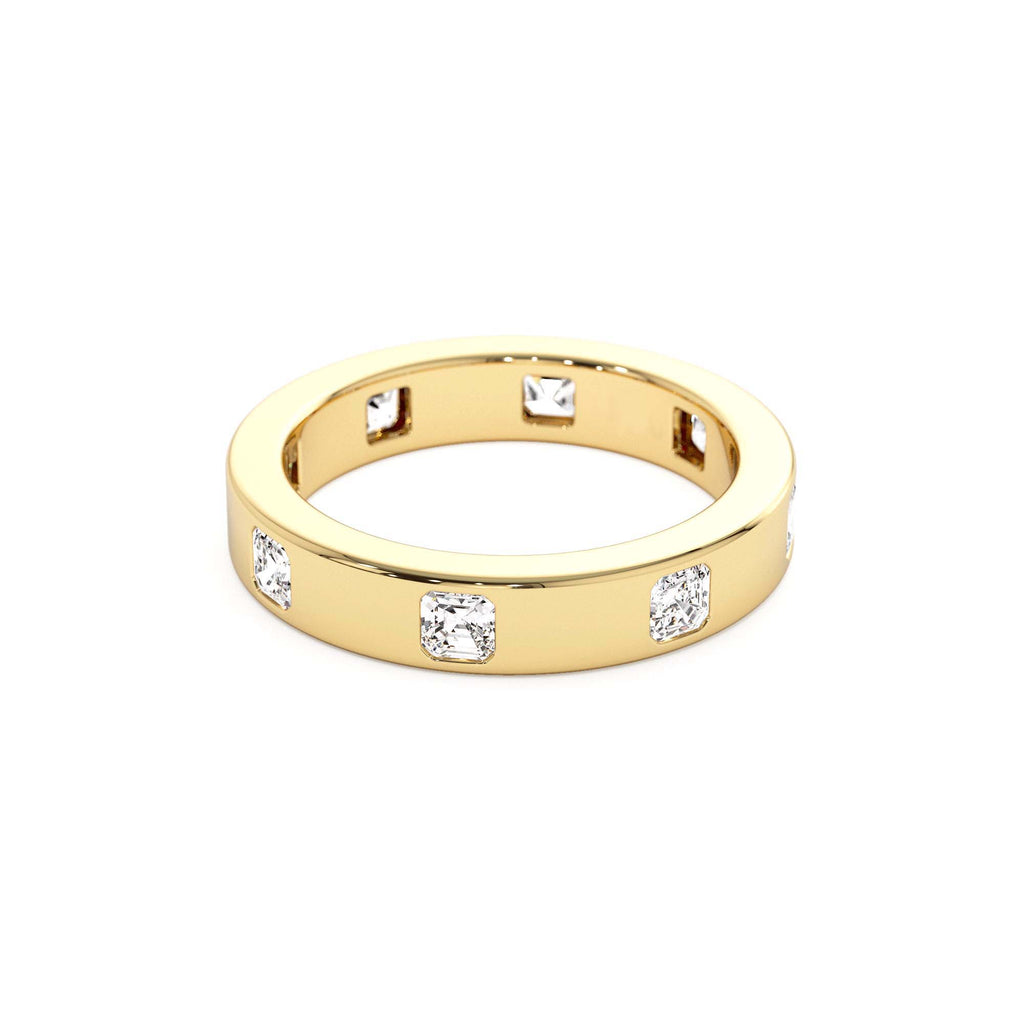 Asscher Cut Full Eternity Flush Setting Diamond Band in 14K Gold — view 2