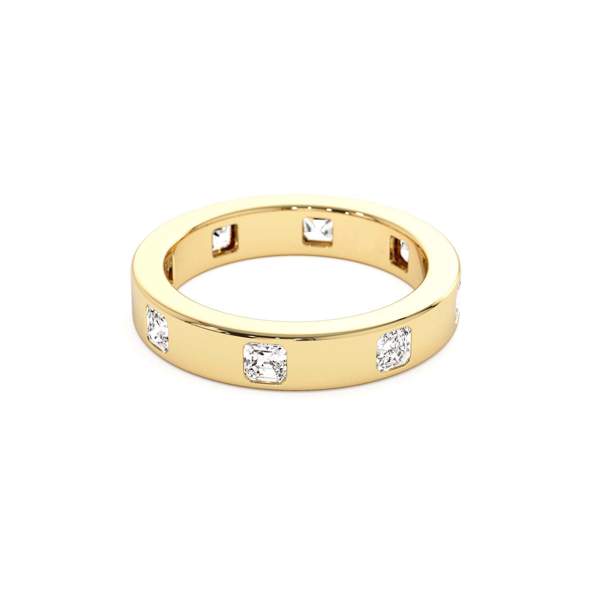 Asscher Cut Full Eternity Flush Setting Diamond Band in 14K Gold — view 2