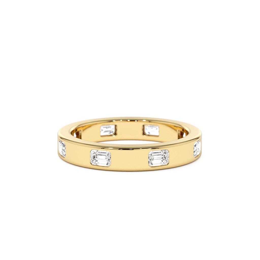 Emerald Cut Full Eternity Flush Setting Diamond Band in 14K Gold — view 1
