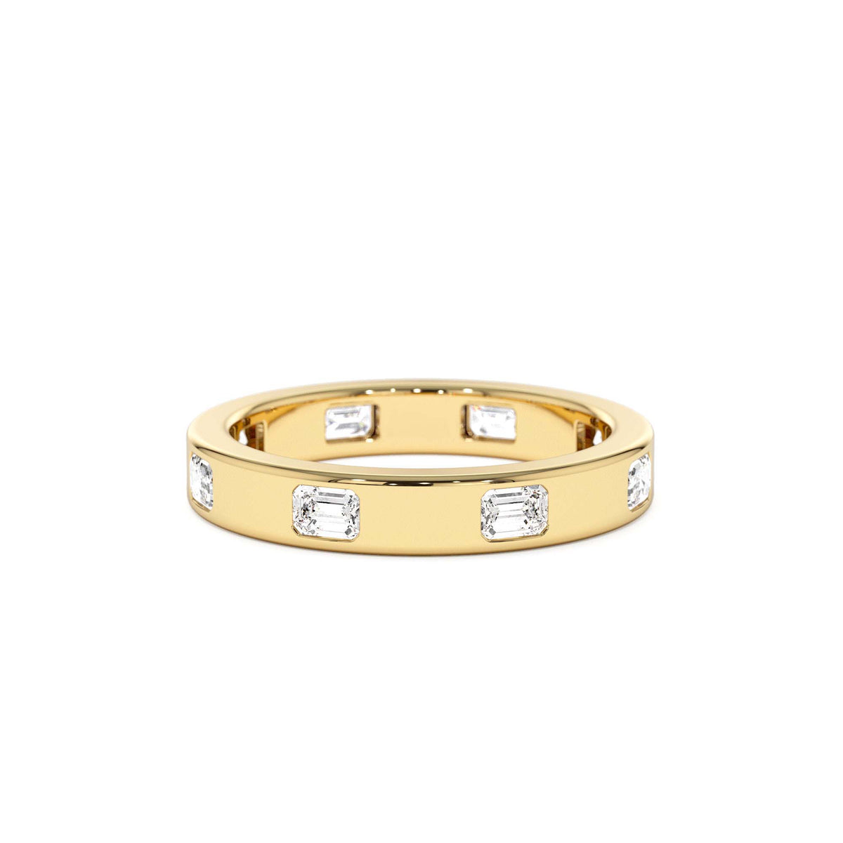 Emerald Cut Full Eternity Flush Setting Diamond Band in 14K Gold — view 1