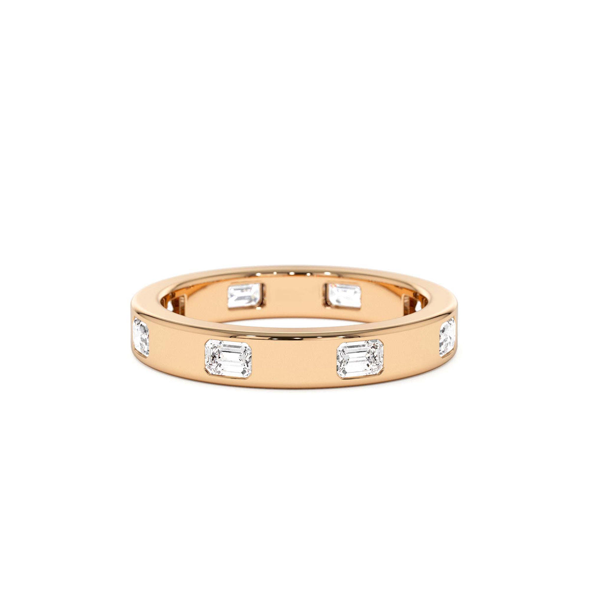 Emerald Cut Full Eternity Flush Setting Diamond Band in 14K Gold — view 5