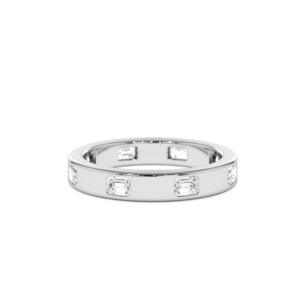 Emerald Cut Full Eternity Flush Setting Diamond Band in 14K Gold — view 4