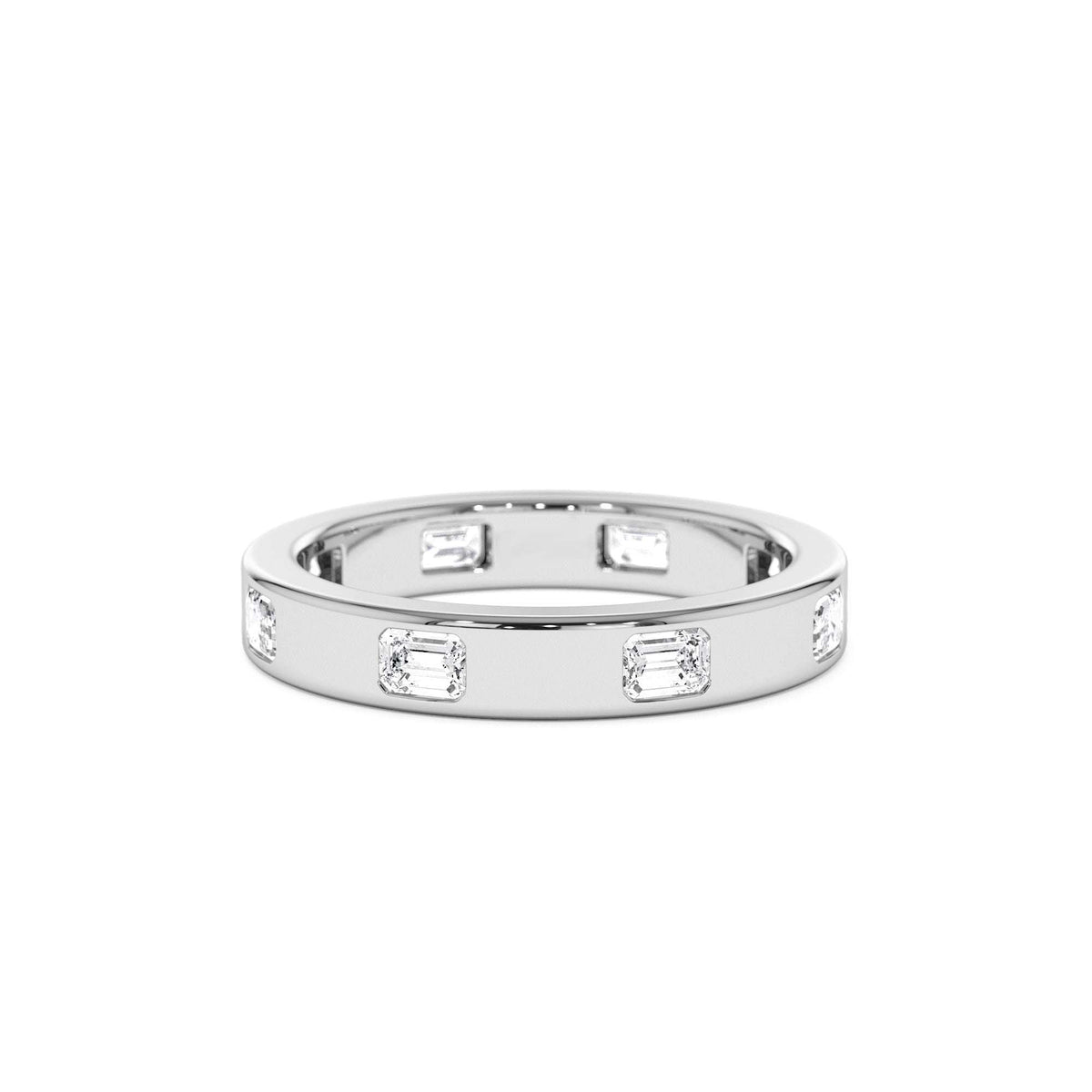 Emerald Cut Full Eternity Flush Setting Diamond Band in 14K Gold — view 4