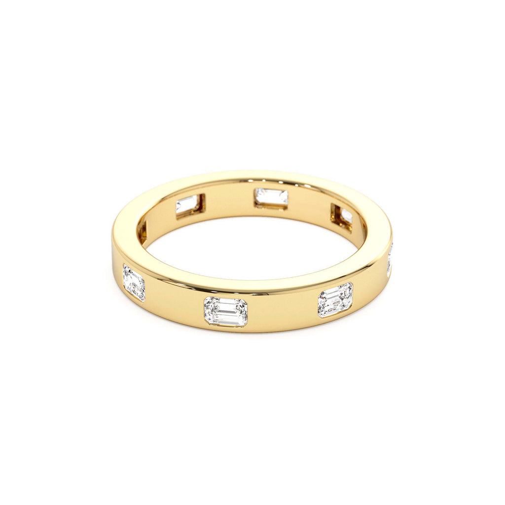 Emerald Cut Full Eternity Flush Setting Diamond Band in 14K Gold — view 2