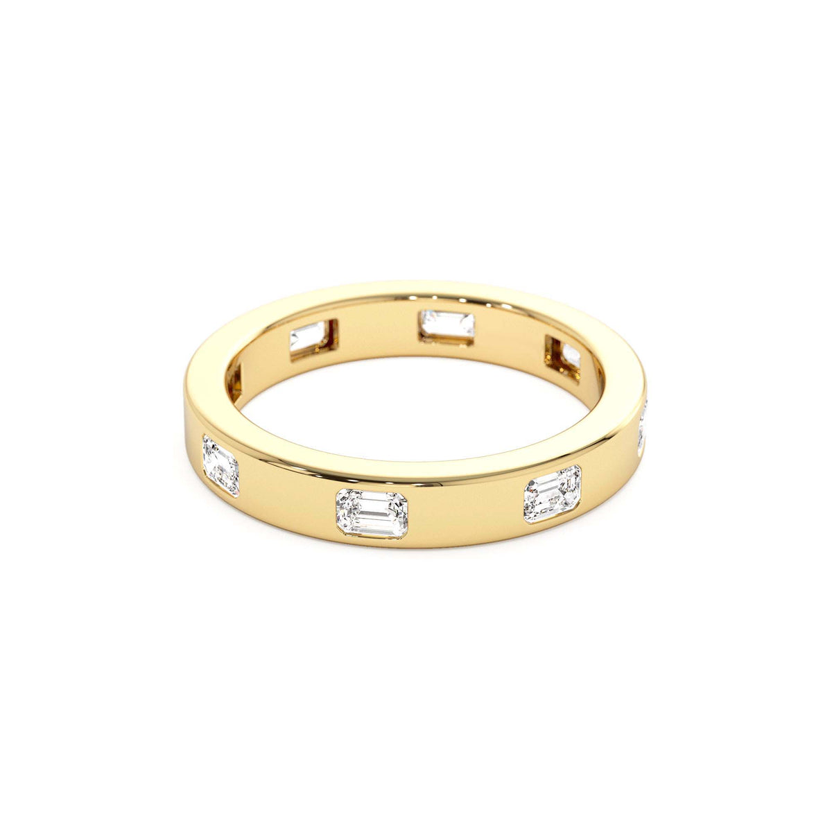 Emerald Cut Full Eternity Flush Setting Diamond Band in 14K Gold — view 2