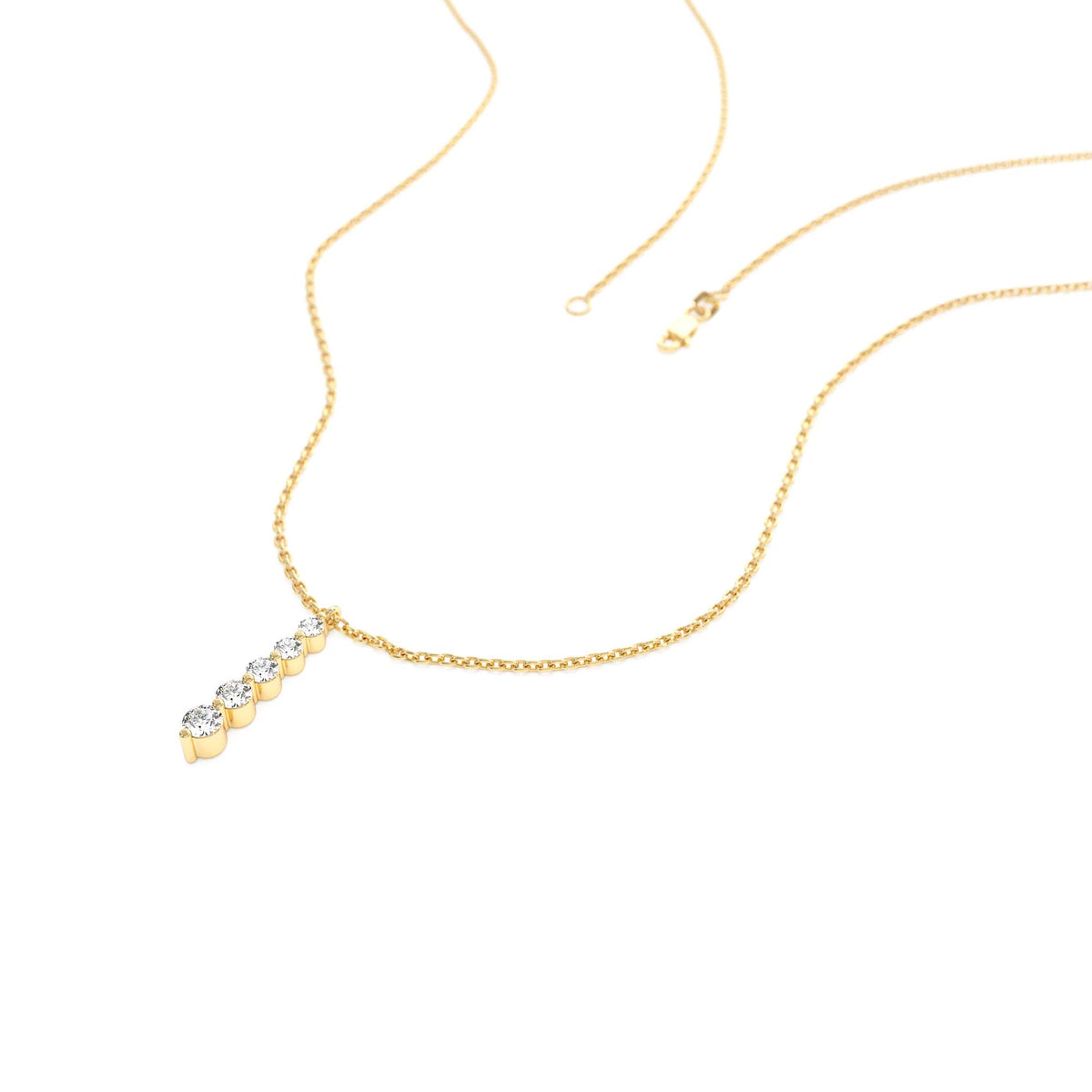 Diamond Bar Necklace in 14K Gold — view 2