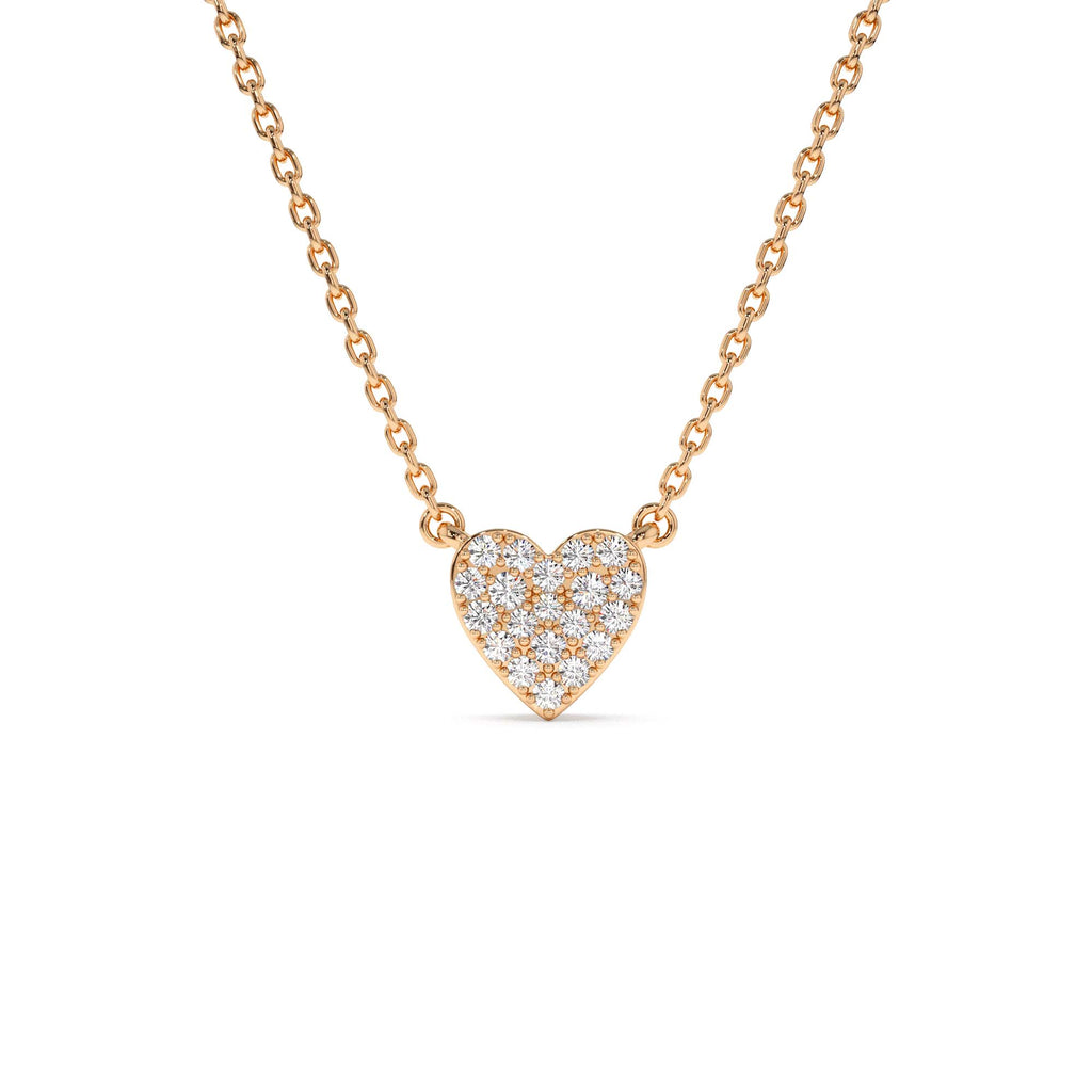 Mini Heart Diamond Necklace in 14K Gold — view 4