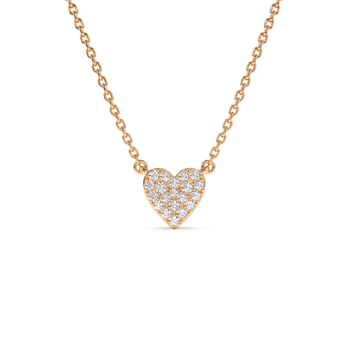 Mini Heart Diamond Necklace in 14K Gold — view 4