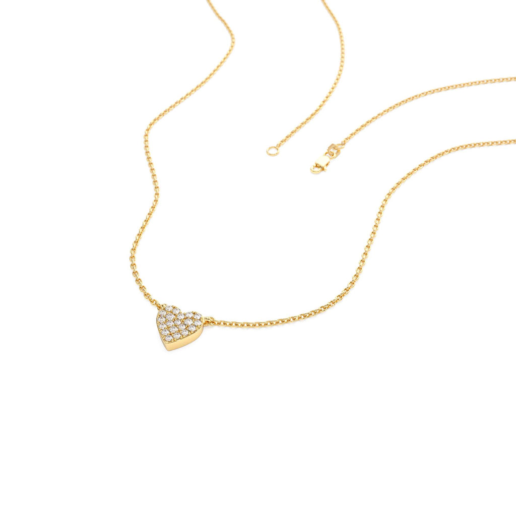 Mini Heart Diamond Necklace in 14K Gold — view 2