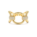 Unique Diamond Horsebit Pave Ring in 14K Gold — view 1