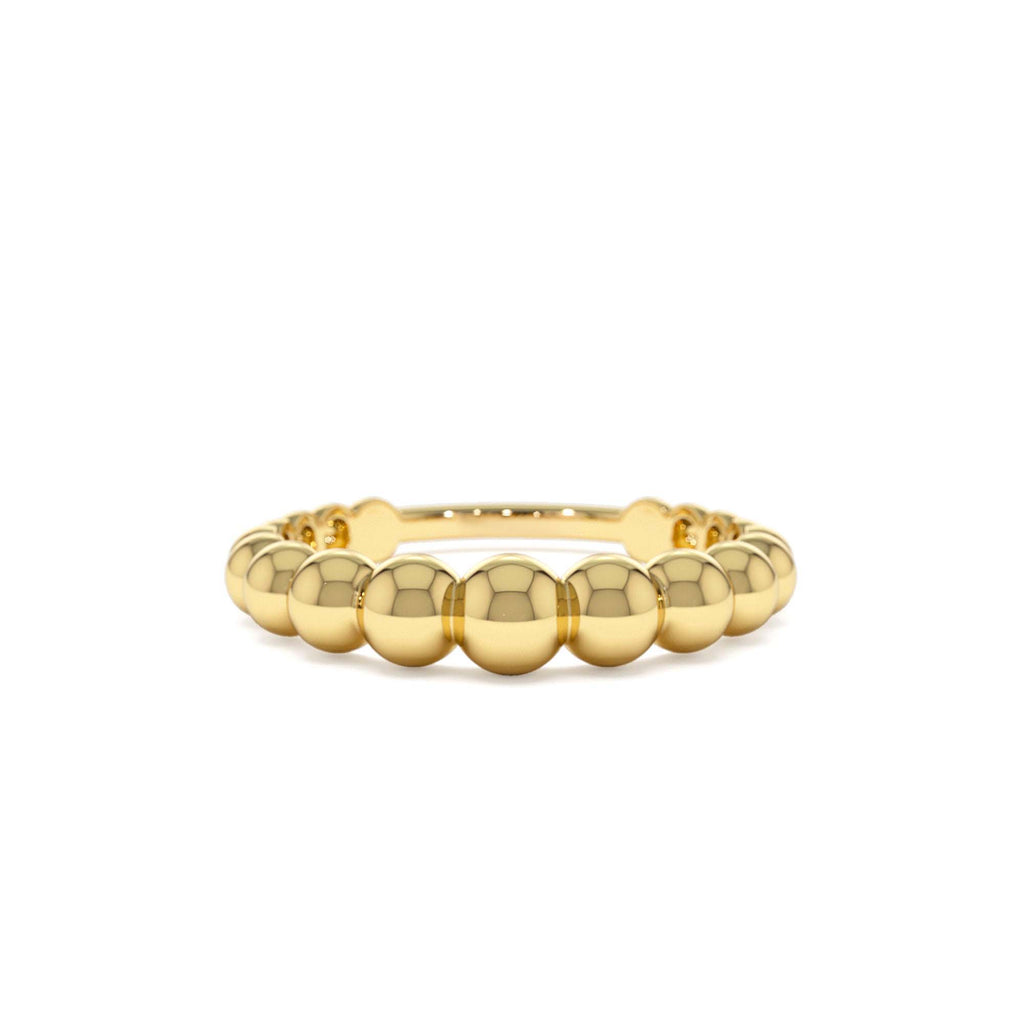 4MM Beaded Graduating Ring in 14K Gold — view 1