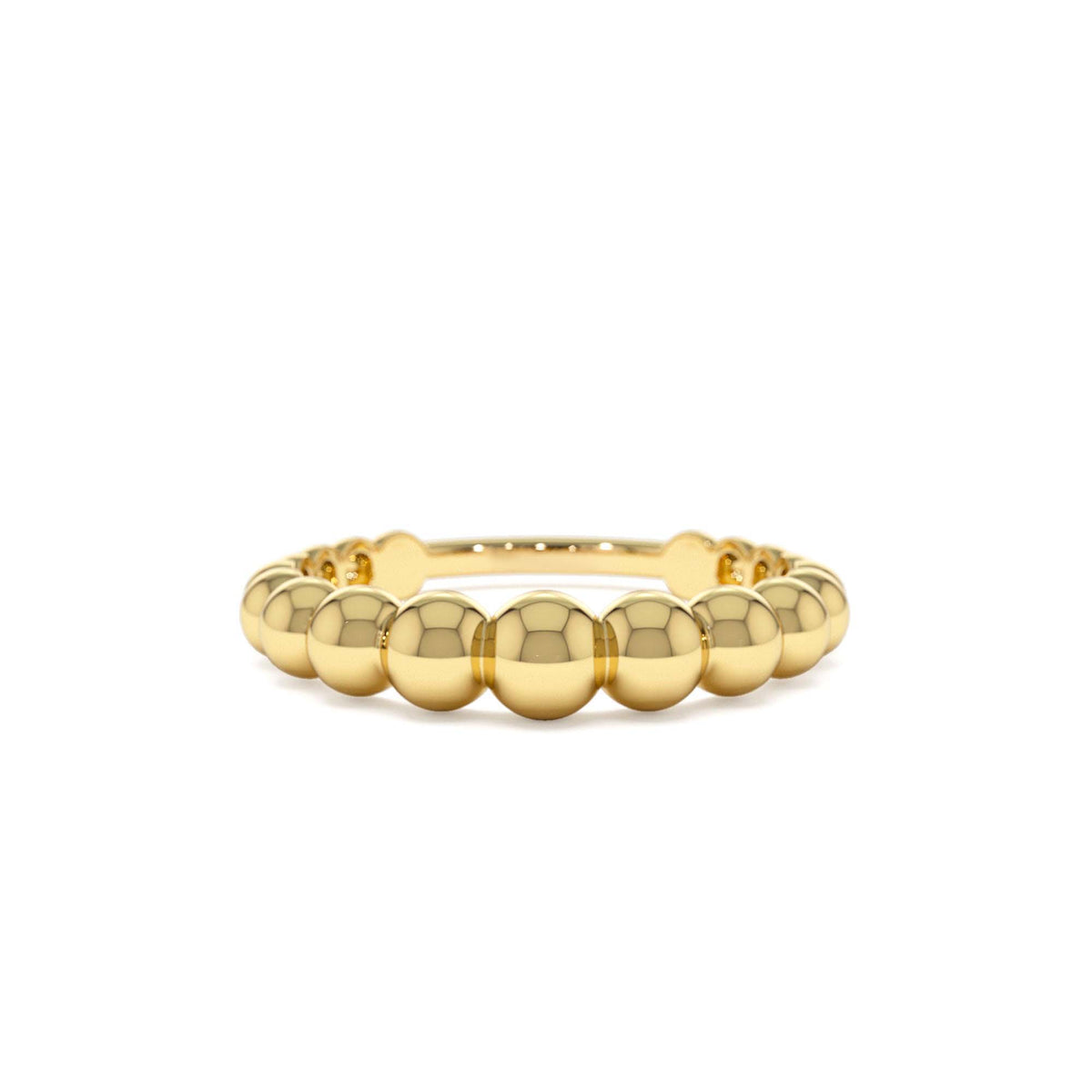 4MM Beaded Graduating Ring in 14K Gold — view 1