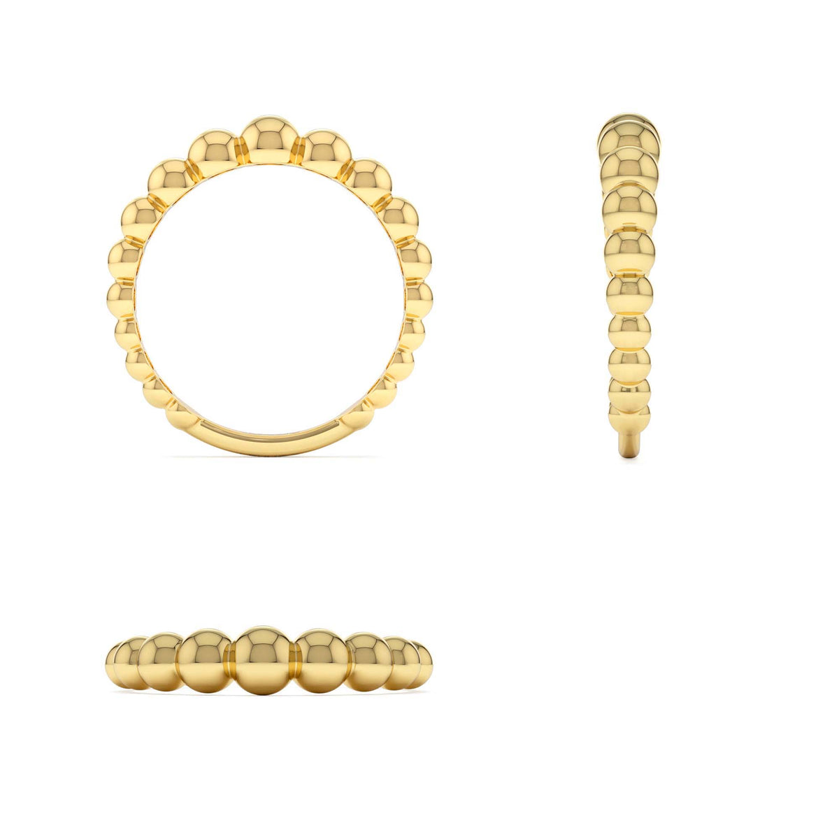4MM Beaded Graduating Ring in 14K Gold — view 3