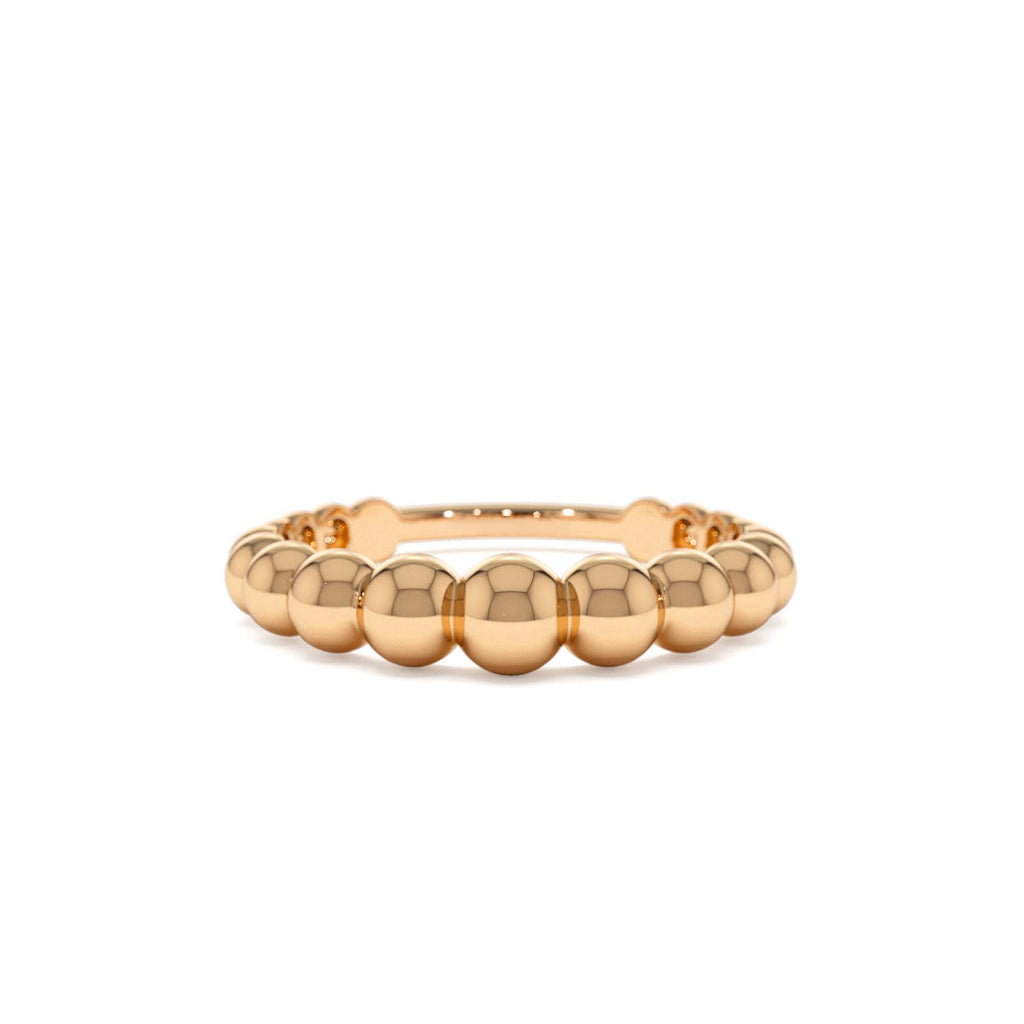 4MM Beaded Graduating Ring in 14K Gold — view 5