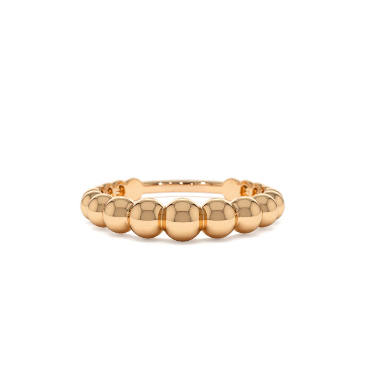 4MM Beaded Graduating Ring in 14K Gold — view 5