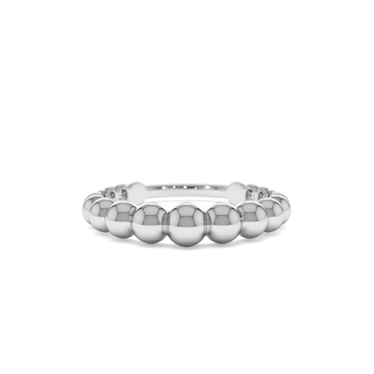4MM Beaded Graduating Ring in 14K Gold — view 4