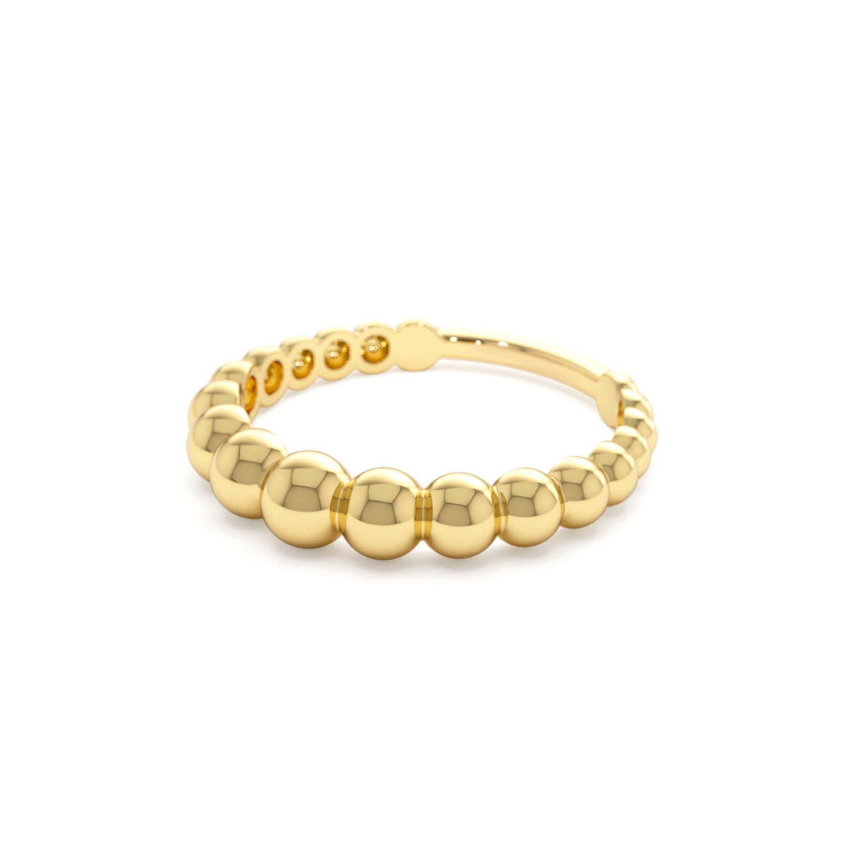 4MM Beaded Graduating Ring in 14K Gold — view 2