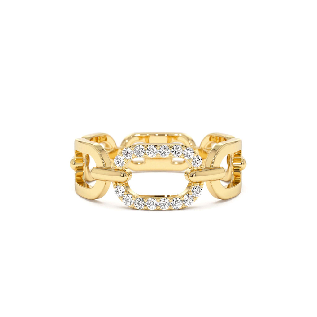 Diamond Buckle Chain Ring in 14K Gold — view 1