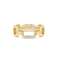 Diamond Buckle Chain Ring in 14K Gold — view 1