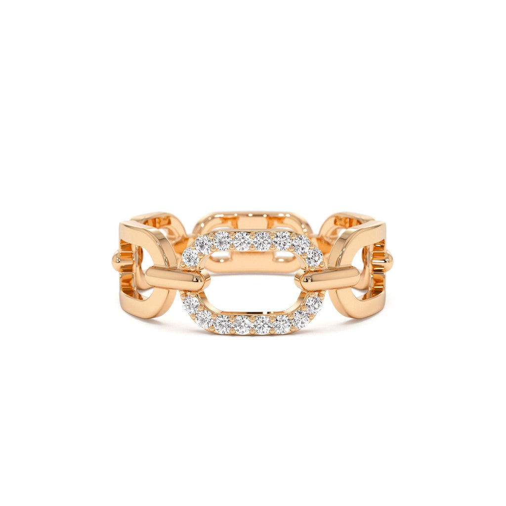 Diamond Buckle Chain Ring in 14K Gold — view 5