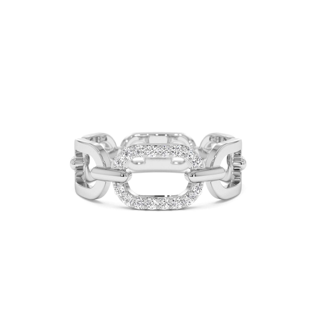 Diamond Buckle Chain Ring in 14K Gold — view 4