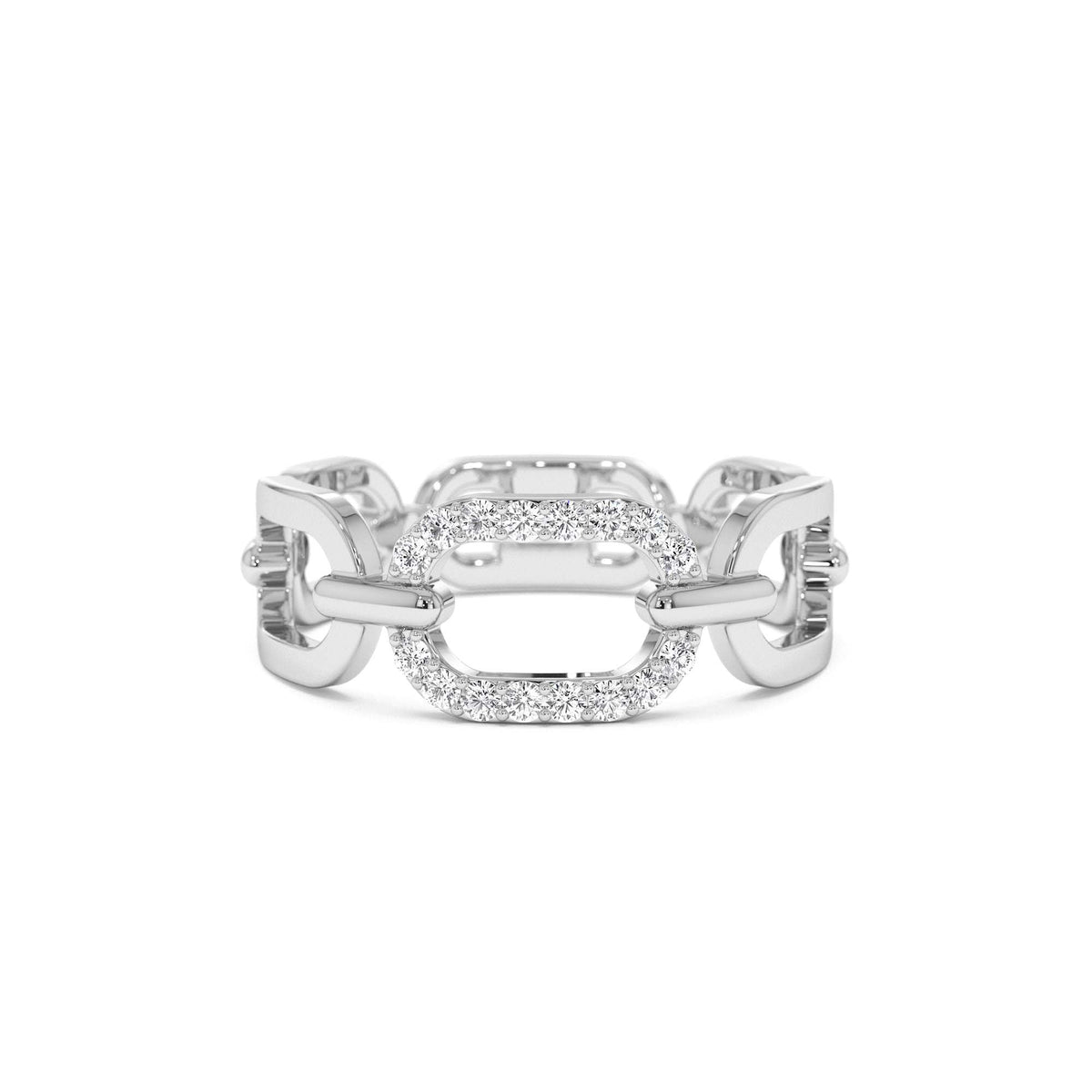 Diamond Buckle Chain Ring in 14K Gold — view 4