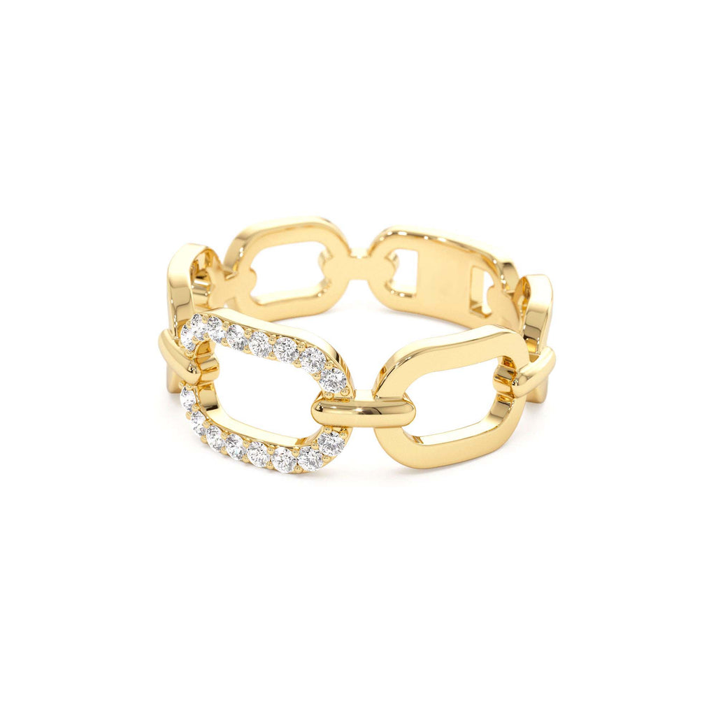 Diamond Buckle Chain Ring in 14K Gold — view 2