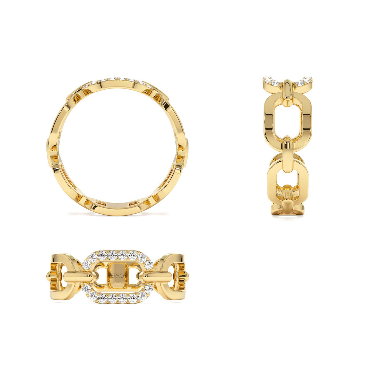 Diamond Buckle Chain Ring in 14K Gold — view 3