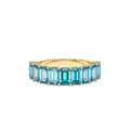 Emerald Cut Swiss Blue Topaz Nine Stone Ring 3.00ctw in 14K Gold — view 1
