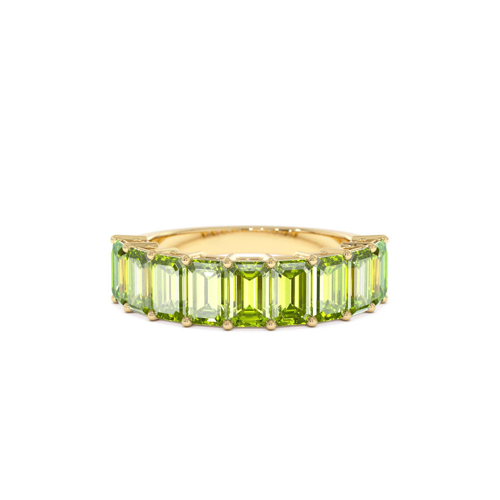 Emerald Cut Peridot Nine Stone Ring 2.35ctw in 14K Gold — view 1