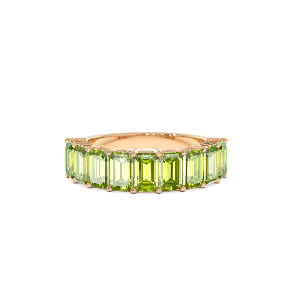 Emerald Cut Peridot Nine Stone Ring 2.35ctw in 14K Gold — view 5