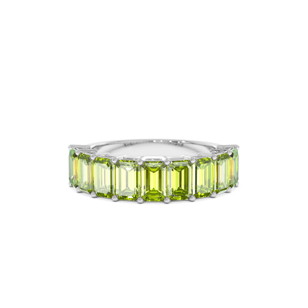 Emerald Cut Peridot Nine Stone Ring 2.35ctw in 14K Gold — view 4