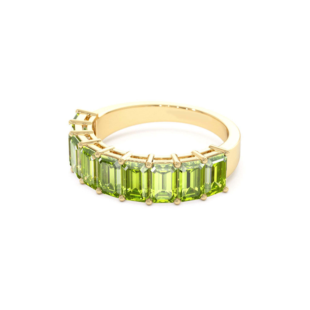 Emerald Cut Peridot Nine Stone Ring 2.35ctw in 14K Gold — view 2