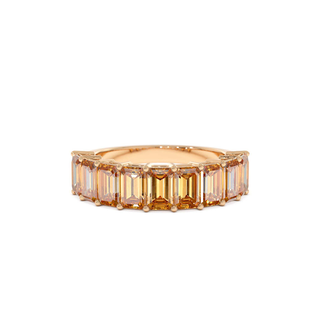 Emerald Cut Citrine Nine Stone Ring 2.70ctw in 14K Gold — view 5
